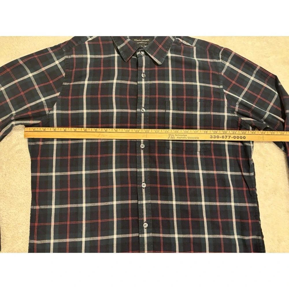 BANANA REPUBLIC cotton lightweight‎ flannel shirt multi plaid mens large L